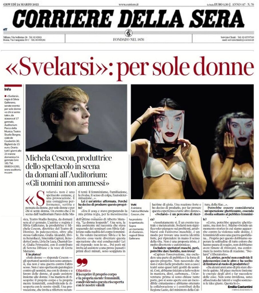 Corriere della Sera / Svelarsi: per sole donne